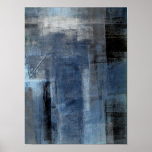 'Clumsy' Blue and Grey Abstract Art Poster