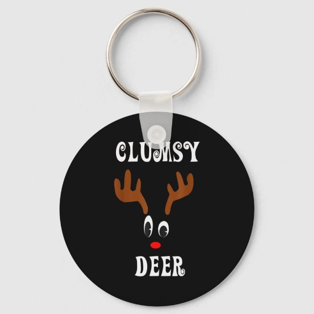Clumsy Christmas Reindeer Angler Hunt Deer Elk  Key Ring (Front)
