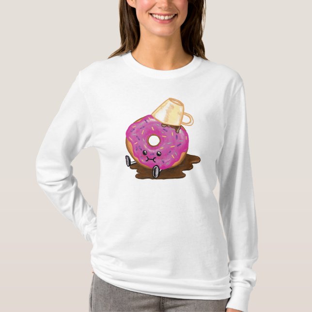 Clumsy Doughnut Spilled Coffee Humour Shirt (Front)