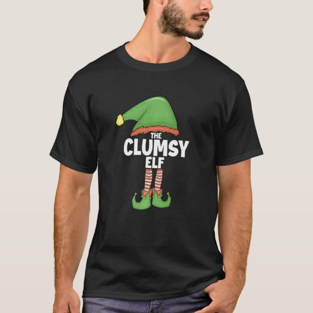 Clumsy Elf  Family Xmas Holiday  Santa Christmas T-Shirt (Front)