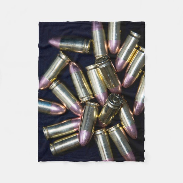 Cluster of 9mm Ammo Fleece Blanket (Front)
