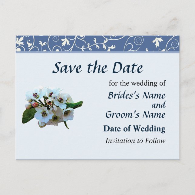 Cluster of Apple Blossoms Save the Date Announcement Postcard (Front)