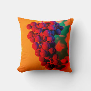 Cluster of blue grape in orange neon light. Food b Cushion