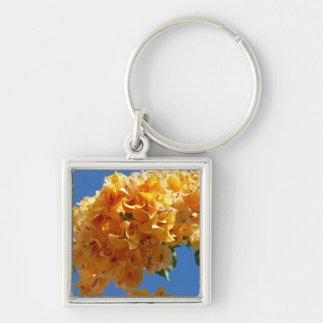 Cluster of Golden Bougainvillea Floral Key Ring (Front)