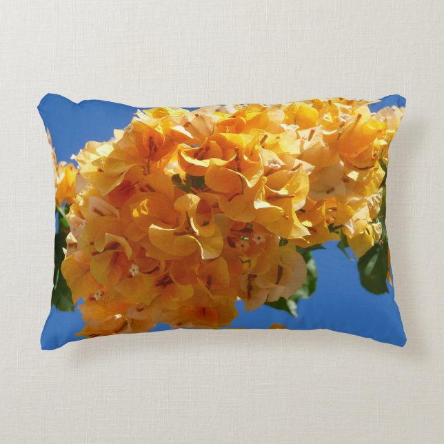 Cluster of Golden Bougainvillea Tropical Floral Decorative Cushion (Front)
