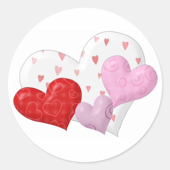 Cluster of Hearts Classic Round Sticker (Front)