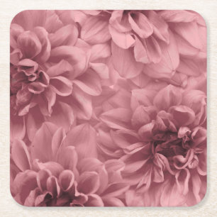 Cluster of Light Mauve Dahlia Flowers Square Paper Coaster