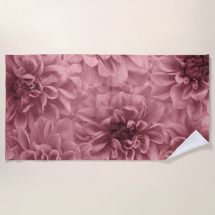 Cluster of Light Mauve Dahlias Floral Beach Towel
