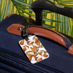 cluster of orange white basketballs personalised luggage tag