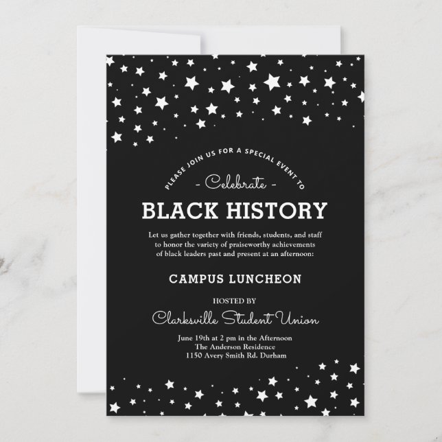 Cluster of Stars | Black History Event B/W Invitation (Front)