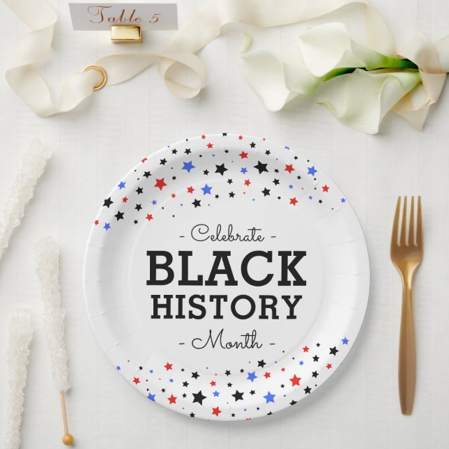 Cluster of Stars | Celebrate Black History RWBB Paper Plate (Wedding)