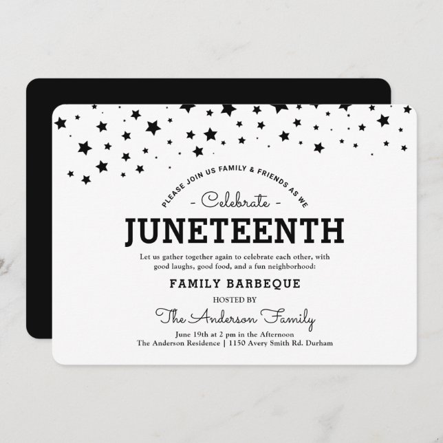 Cluster of Stars | Juneteenth Holiday Black Stars  Invitation (Front/Back)