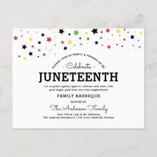 Cluster of Stars   Juneteenth Holiday RBYG Colours Postcard