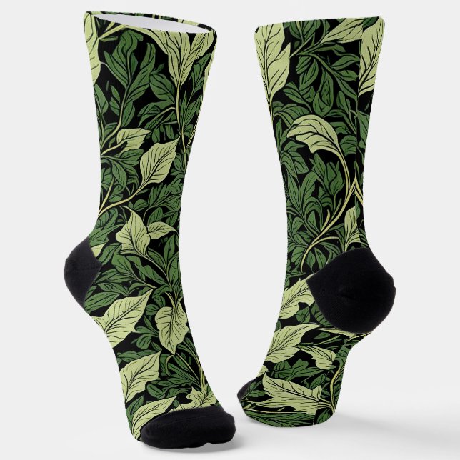 Cluster of Vines in Shades of Green Socks (Angled)