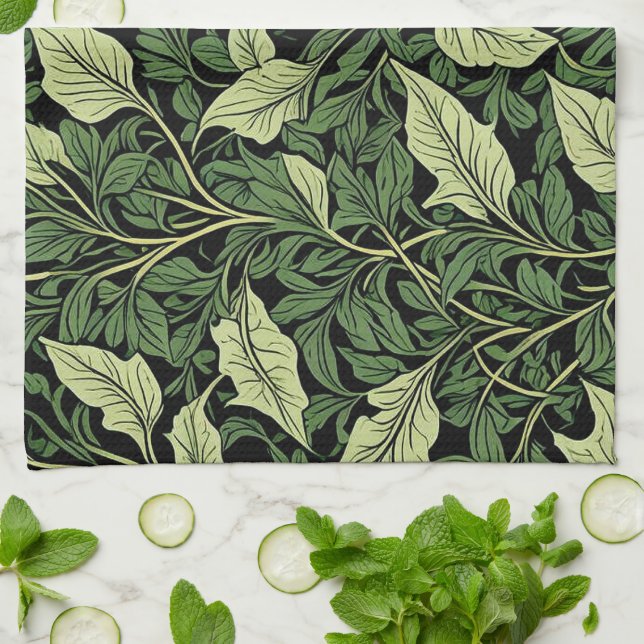 Cluster of Vines in Shades of Green Tea Towel (Folded)