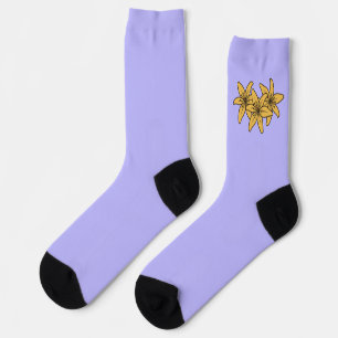 Cluster Of Yellow Cartoon Lillies Socks