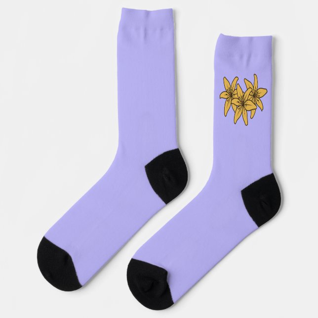 Cluster Of Yellow Cartoon Lillies Socks (Left)