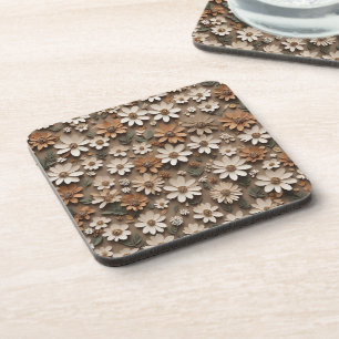 Clustered 3d flowers in a minimalistic style coaster