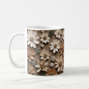 Clustered 3d flowers in a minimalistic style coffee mug