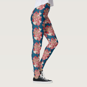 Clusters of Hearts on Blue Pattern to Customise Leggings