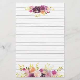 Clusters of Purple Flowers Top and Bottom Stationery