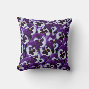 Clusters of Purple White Pansies: Harmonious Grace Cushion