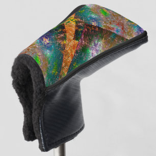 Clutter of coloured layers with rustic burnt  golf head cover