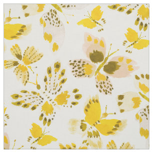 CLUTTERFLIES Yellow Butterfly Print Fabric
