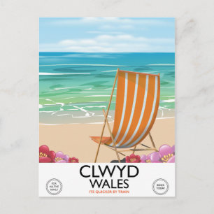 Clwyd Wales Seaside travel poster Postcard