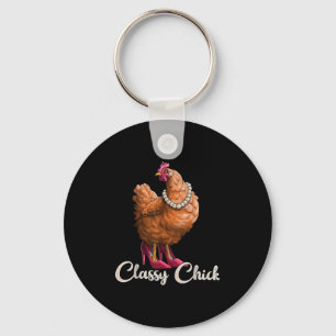 Cly Chick Shirt Funny Chicken Girl Hen Lover Farm Key Ring