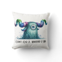 Clyde - One-Eyed Monster Throw Pillow