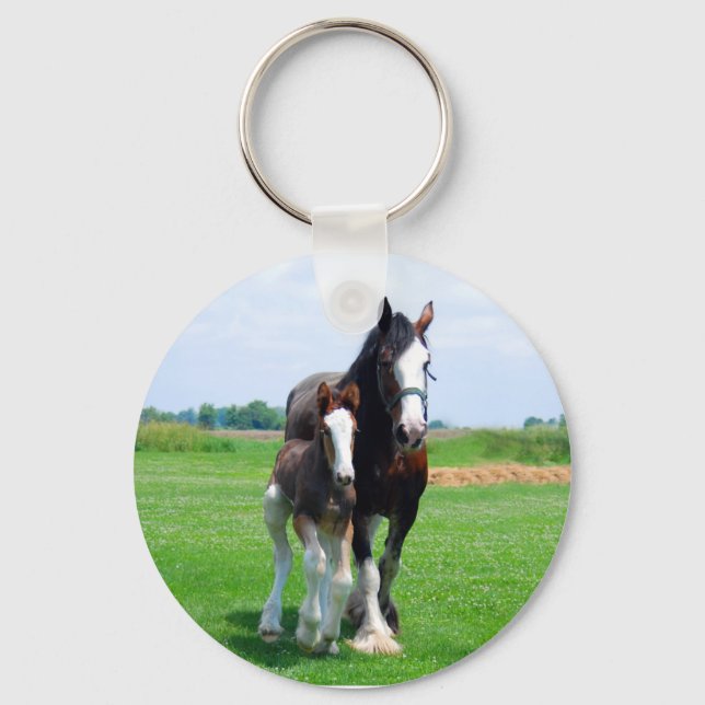 Clydesdale and filly keychain (Front)