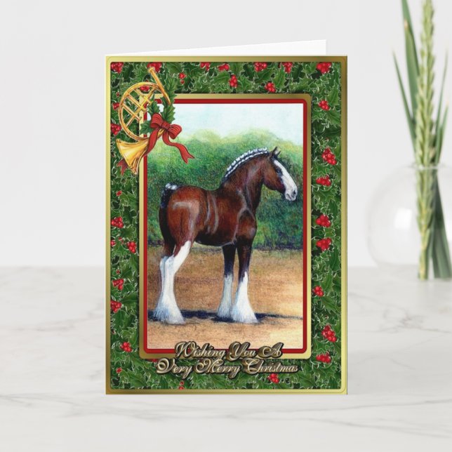 Clydesdale Draft Horse Blank Christmas Card (Front)