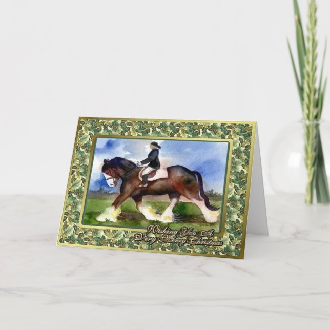 Clydesdale Draught   Horse Blank Christmas Card (Front)