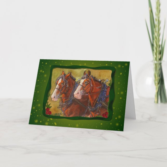 Clydesdale Draught Horse Holiday Card (Front)