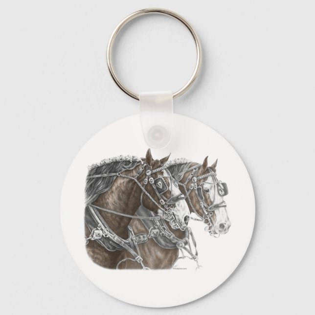 Clydesdale Draught   Horse Team Key Ring (Front)