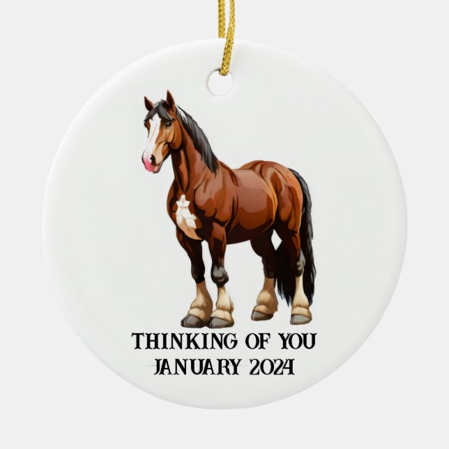 Clydesdale horse ceramic tree decoration (Front)