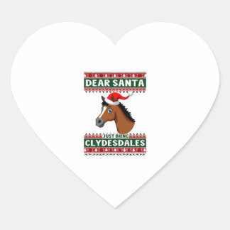 Clydesdale Horse Christmas Ugly Xmas Sweater Eques Heart Sticker