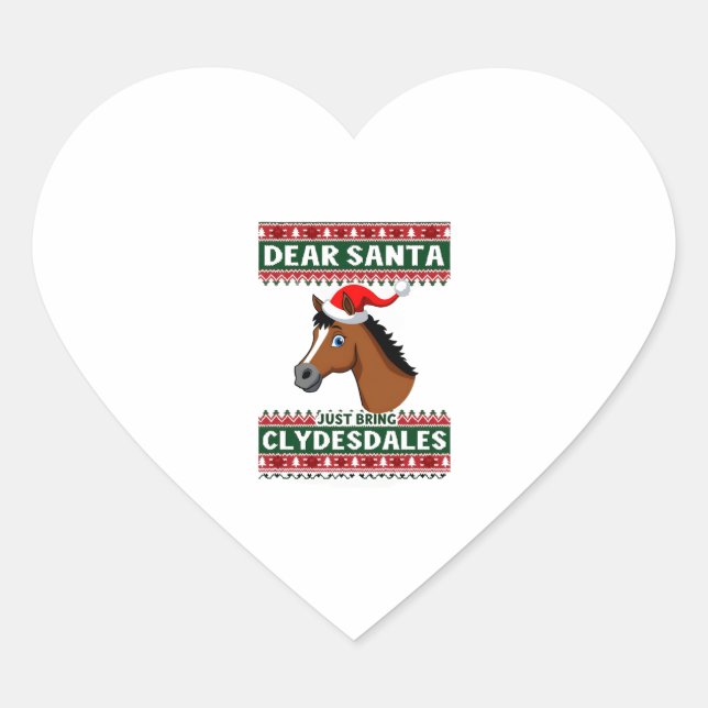 Clydesdale Horse Christmas Ugly Xmas Sweater Eques Heart Sticker (Front)