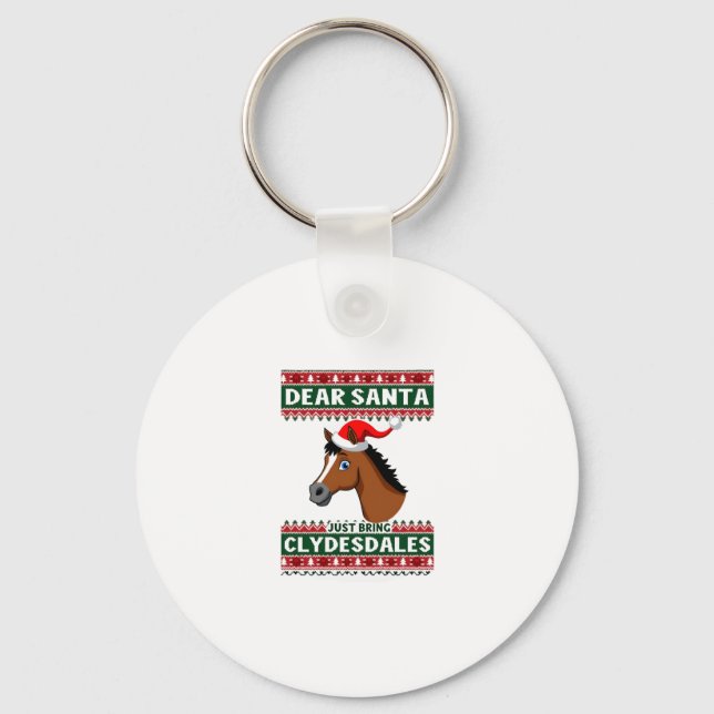 Clydesdale Horse Christmas Ugly Xmas Sweater Eques Key Ring (Front)