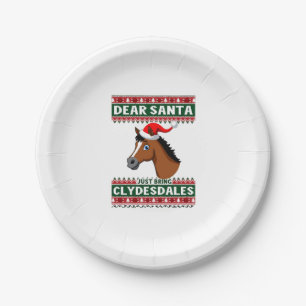 Clydesdale Horse Christmas Ugly Xmas Sweater Eques Paper Plate