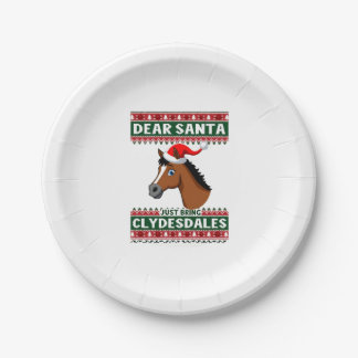 Clydesdale Horse Christmas Ugly Xmas Sweater Eques Paper Plate