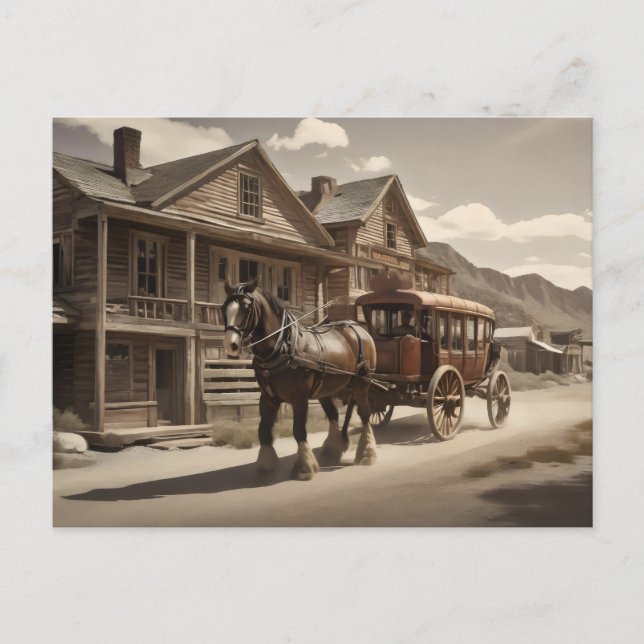 Clydesdale horse pulling stagecoach  postcard (Front)