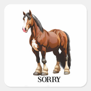 Clydesdale horse square sticker
