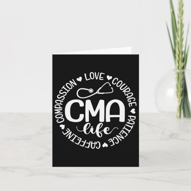Cma Life Nurse Life Caffeine Love Courage Patience Card (Front)