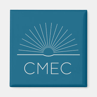 CMEC Fridge Magnet - square, turquoise with white