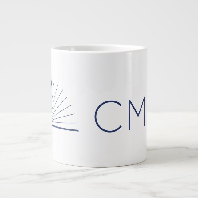 CMEC Jumbo Coffee Mug - 20 oz, white with navy (Front)