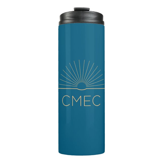 CMEC Thermal Travel Mug - 12 oz, blue and peach (Front)