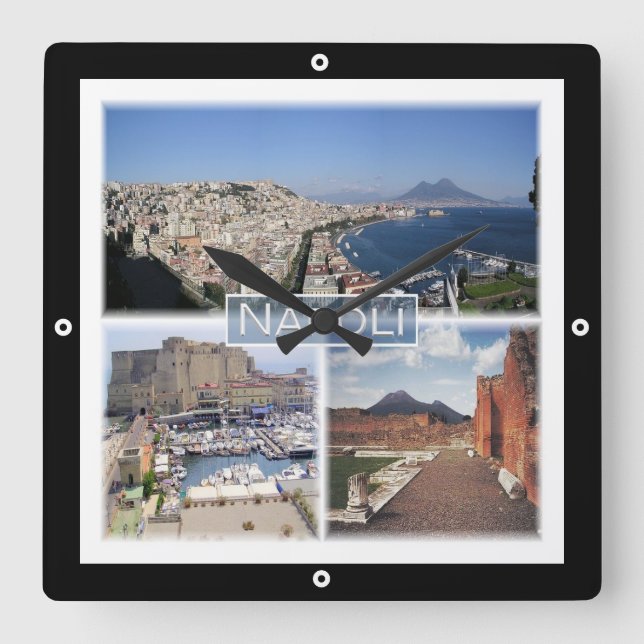 CMP030 NAPLES, MOUNT VESUVIUS, Italy, Ceramic Tile Square Wall Clock (Front)