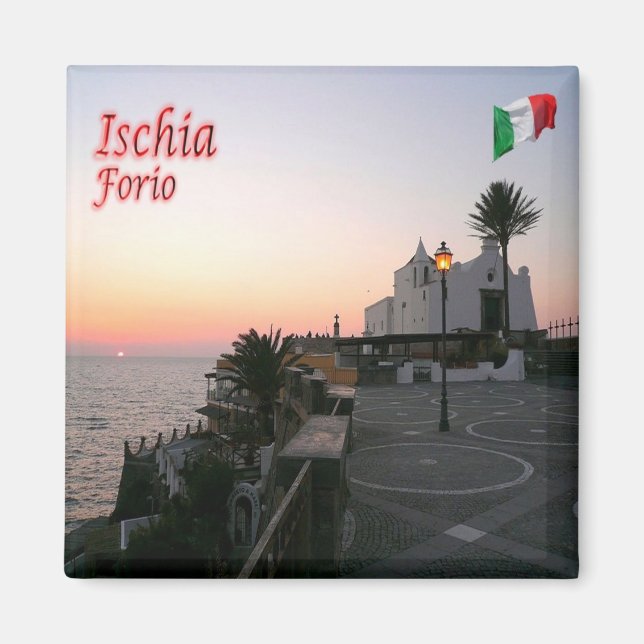 CMP081 ISCHIA, Forio at Sunset, Italy, Fridge Magnet (Front)